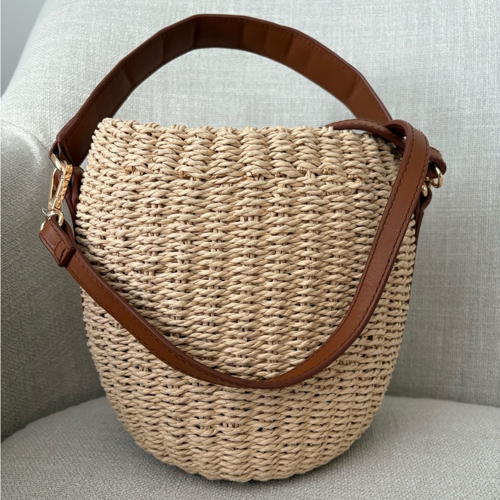 Arket Tan and Brown Woven Shoulder Bag